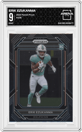 Erik Ezukanma from the 2022 Panini Prizm set graded by Arena Club and given an overall grade of 9.
