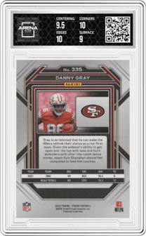 Danny Gray from the 2022 Panini Prizm set graded by Arena Club and given an overall grade of 9.5.
