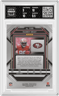 Danny Gray from the 2022 Panini Prizm set graded by Arena Club and given an overall grade of 9.5.