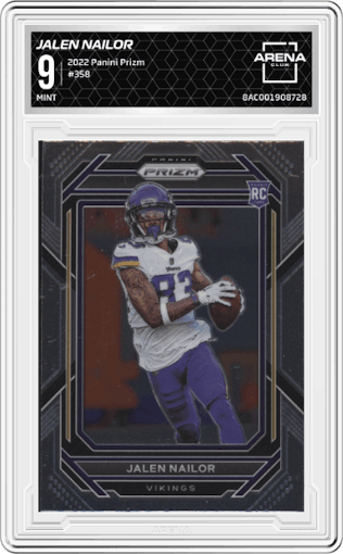 Jalen Nailor  from the 2022 Panini Prizm set graded by Arena Club and given an overall grade of 9.