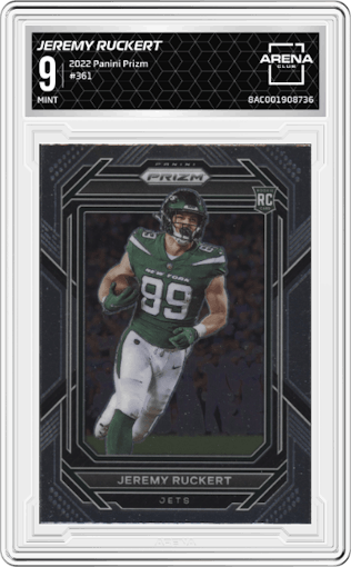  Jeremy Ruckert from the 2022 Panini Prizm set graded by Arena Club and given an overall grade of 9.