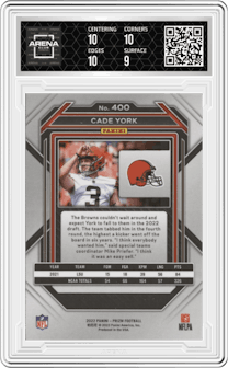 Cade York from the 2022 Panini Prizm set graded by Arena Club and given an overall grade of 9.5.
