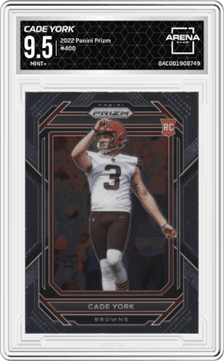 Cade York from the 2022 Panini Prizm set graded by Arena Club and given an overall grade of 9.5.