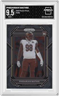 Phidarian Mathis from the 2022 Panini Prizm set graded by Arena Club and given an overall grade of 9.5.