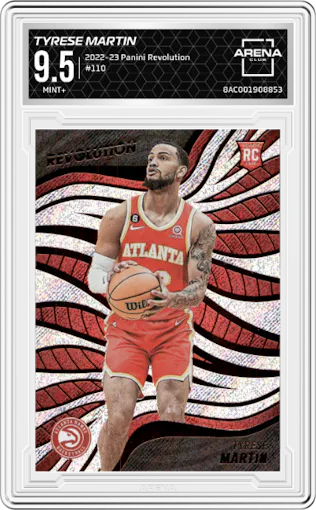 Tyrese Martin from the 2022-23 Panini Revolution  set graded by Arena Club and given an overall grade of 9.5.