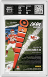 Patrick Mahomes II from the 2021 Panini Contenders   set featuring a Platinum parallel graded by Arena Club and given an overall grade of 9.5.