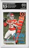 Patrick Mahomes II from the 2021 Panini Contenders   set featuring a Platinum parallel graded by Arena Club and given an overall grade of 9.5.