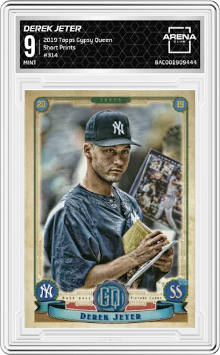 Derek Jeter from the 2019 Topps Gypsy Queen set graded by Arena Club and given an overall grade of 9.