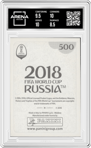 Koo Ja-cheol from the 2018 Panini World Cup Stickers Russia set graded by Arena Club and given an overall grade of 9.