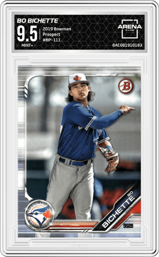 Bo Bichette from the 2019 Bowman  set graded by Arena Club and given an overall grade of 9.5.