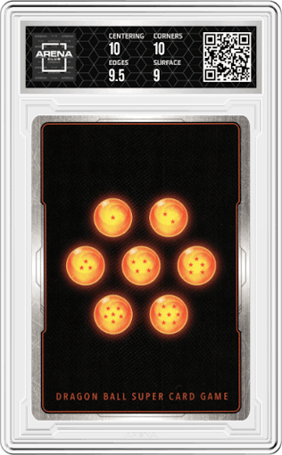 SS Bardock, Paternal Unison from the 2022 Dragon Ball S set graded by Arena Club and given an overall grade of 9.5.