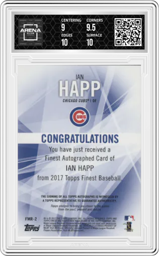 Ian Happ from the 2017 Topps Finest set graded by Arena Club and given an overall grade of 9.5.