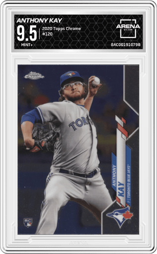 Anthony Kay from the 2020 Topps Chrome set graded by Arena Club and given an overall grade of 9.5.