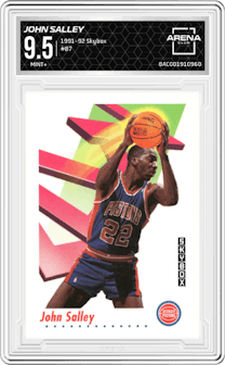 John Salley from the 1991-92 Skybox set graded by Arena Club and given an overall grade of 9.5.