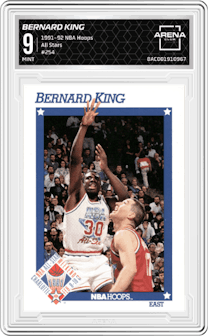 Bernard King from the 1991-92 NBA Hoops set graded by Arena Club and given an overall grade of 9.