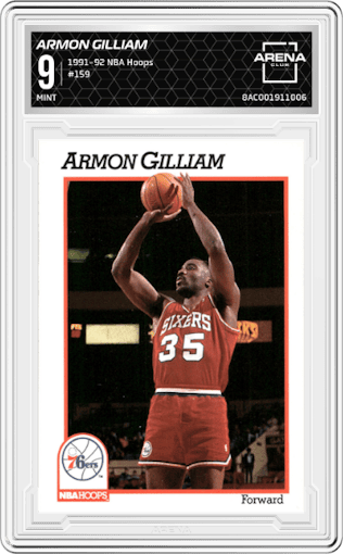 Armon Gilliam from the 1991-92 NBA Hoops set graded by Arena Club and given an overall grade of 9.