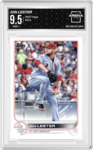 Jon Lester from the 2022 Topps   set graded by Arena Club and given an overall grade of 9.5.