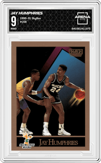 Jay Humphries from the 1990-91 SkyBox  set graded by Arena Club and given an overall grade of 9.