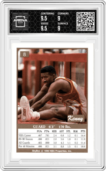Kenny Smith from the 1990-91 SkyBox  set graded by Arena Club and given an overall grade of 9.5.