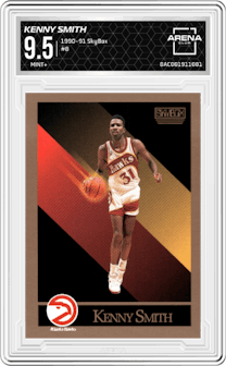 Kenny Smith from the 1990-91 SkyBox  set graded by Arena Club and given an overall grade of 9.5.