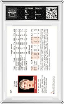 David Wood from the 1991-92 NBA Hoops set graded by Arena Club and given an overall grade of 9.5.