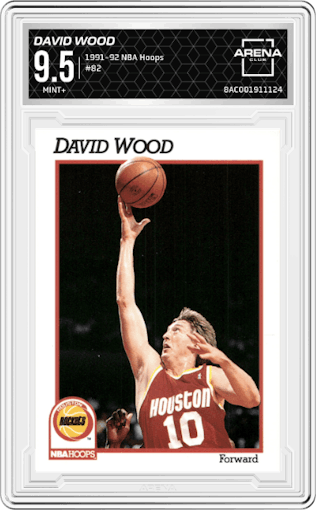 David Wood from the 1991-92 NBA Hoops set graded by Arena Club and given an overall grade of 9.5.