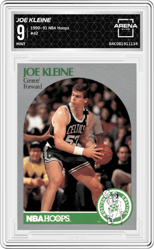 Joe Kleine from the 1990-91 NBA Hoops set graded by Arena Club and given an overall grade of 9.