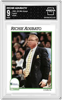 Richie Adubato from the 1991-92 NBA Hoops set graded by Arena Club and given an overall grade of 9.