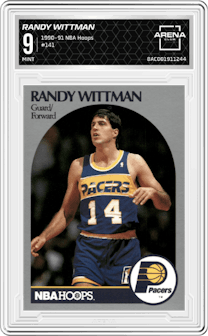 Randy Wittman from the 1990-91 NBA Hoops set graded by Arena Club and given an overall grade of 9.