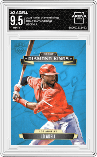 Jo Adell from the 2021 Panini Diamond Kings set graded by Arena Club and given an overall grade of 9.5.