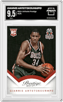 Giannis Antetokounmpo from the 2013-14 Panini Prestige set graded by Arena Club and given an overall grade of 9.5.