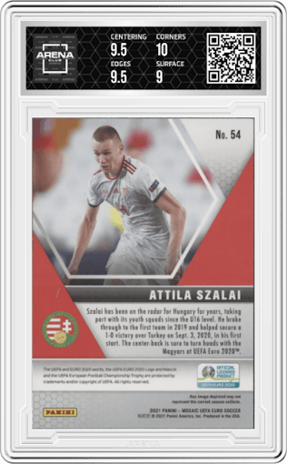 Attila Szalai from the 2020-21 Mosaic UEFA Euro 2020
 set graded by Arena Club and given an overall grade of 9.5.