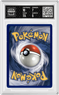 Articuno from the 1999 Pokemon set graded by Arena Club and given an overall grade of 5.5.