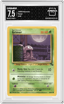 Grimer from the 1999 Pokemon set graded by Arena Club and given an overall grade of 7.5.