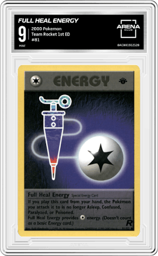 Full Heal Energy from the 2000 Pokemon set graded by Arena Club and given an overall grade of 9.