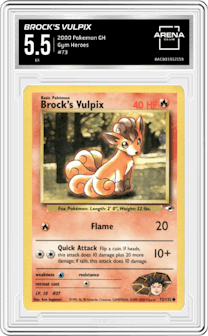 Brock's Vulpix from the 2000 Pokemon GH set graded by Arena Club and given an overall grade of 5.5.