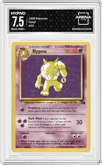 Hypno from the 1999 Pokemon set graded by Arena Club and given an overall grade of 7.5.