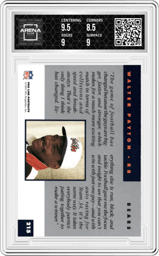 Walter Payton from the 1991 Pro Line Portraits set graded by Arena Club and given an overall grade of 9.