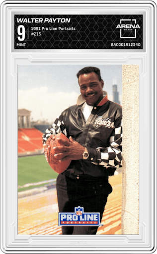 Walter Payton from the 1991 Pro Line Portraits set graded by Arena Club and given an overall grade of 9.