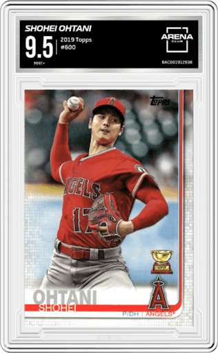 Shohei Ohtani from the 2019 Topps Series 2 set graded by Arena Club and given an overall grade of 9.5.