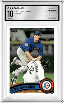 D.J. LeMahieu from the 2011 Topps Update set graded by Arena Club and given an overall grade of 10.