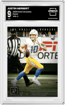 Justin Herbert from the 2020 Panini Chronicles set graded by Arena Club and given an overall grade of 9.