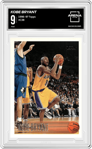 Kobe Bryant  from the 1996-97 Topps set graded by Arena Club and given an overall grade of 9.