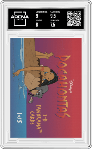 Pocahontas from the 1995 Skybox Pocahontas set graded by Arena Club and given an overall grade of 8.