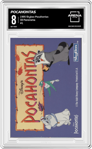 Pocahontas from the 1995 Skybox Pocahontas set graded by Arena Club and given an overall grade of 8.