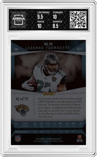 Leonard Fournette from the 2018 Panini Elements set graded by Arena Club and given an overall grade of 9.