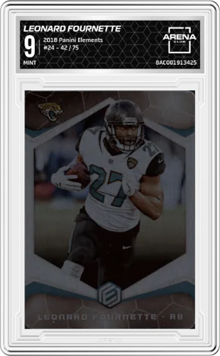Leonard Fournette from the 2018 Panini Elements set graded by Arena Club and given an overall grade of 9.