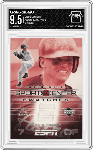 Craig Biggio from the 2005 Upper Deck ESPN set graded by Arena Club and given an overall grade of 9.5.