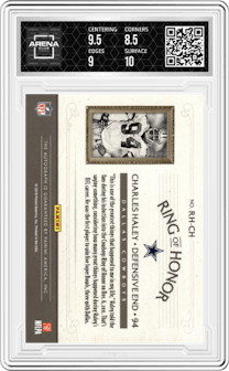 Charles Haley from the 2018 Panini Gold Standard set graded by Arena Club and given an overall grade of 9.