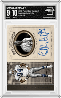 Charles Haley from the 2018 Panini Gold Standard set graded by Arena Club and given an overall grade of 9.